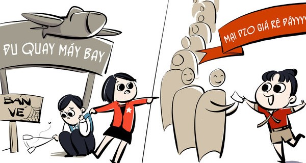 Hí hoạ: Chuyện nhà ba người kinh doanh đu quay máy bay