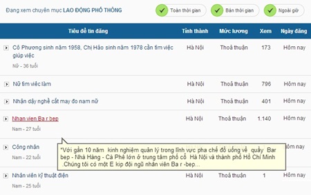 Thời đại internet: giúp việc, trông xe, chạy bàn cũng lên net tìm việc