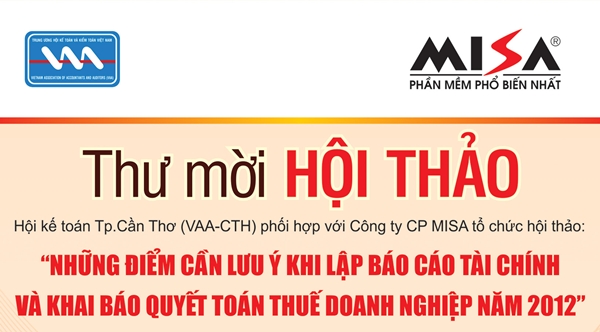 Mời tham dự hội thảo MISA SME.NET 2012 tại Cần Thơ, ngày 26/01/2013