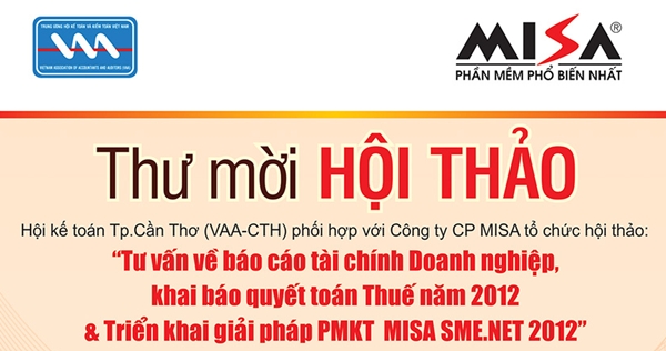 Mời tham dự hội thảo MISA SME.NET 2012 tại TP. Cần Thơ, ngày 24/11