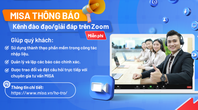 MISA thông báo kênh Đào tạo/giải đáp trực tuyến trên Zoom (Miễn phí)