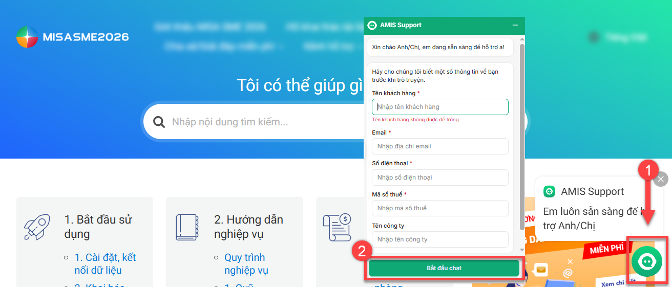 Giao diện trang hướng dẫn sử dụng