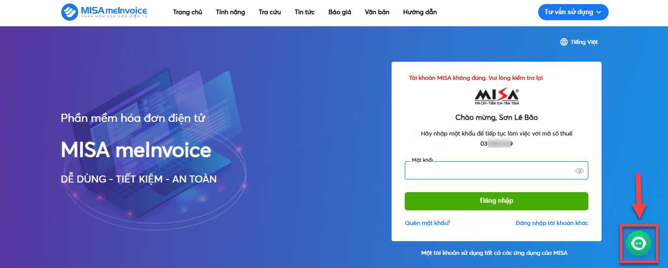 Giao diện website khi đăng nhập
